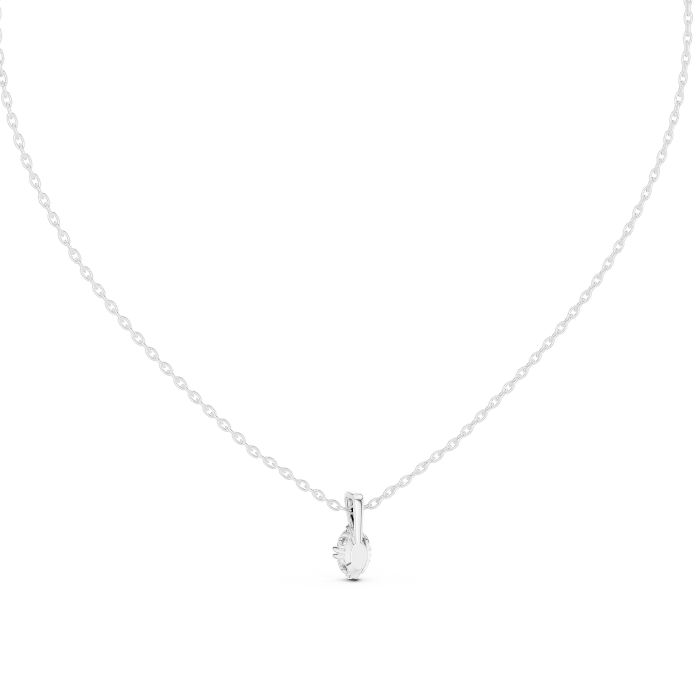 Colorless Oval Labgrown Diamond Solitaire Pendant For Women In 14K solid white Gold - HIGHCARAT DIAMONDS