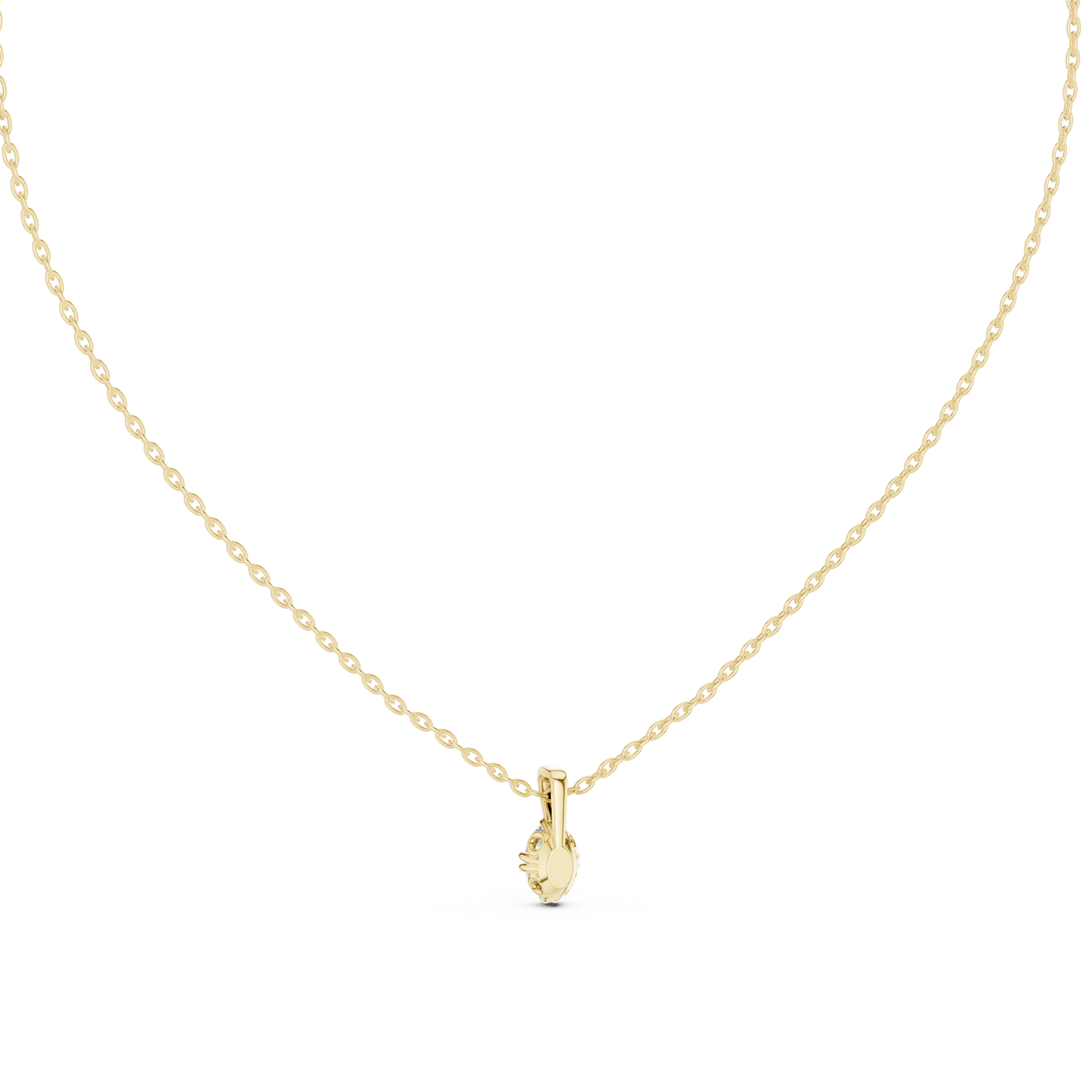 Colorless Oval Labgrown Diamond Solitaire Pendant For Women In 14K solid white Gold - HIGHCARAT DIAMONDS
