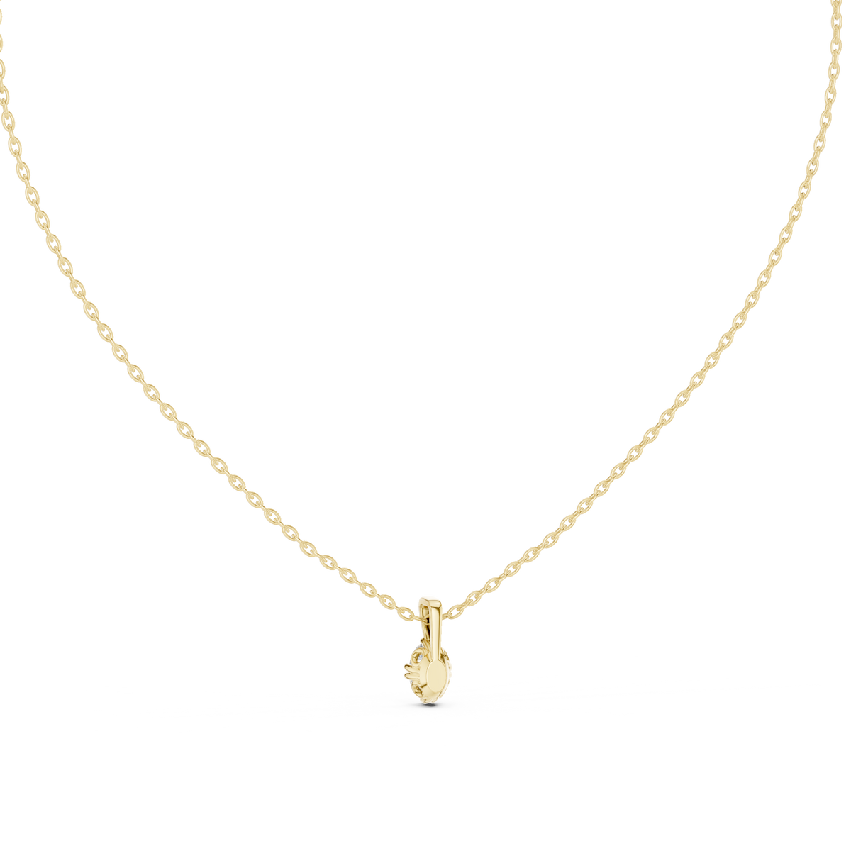 Colorless Oval Labgrown Diamond Solitaire Pendant For Women In 14K solid white Gold - HIGHCARAT DIAMONDS