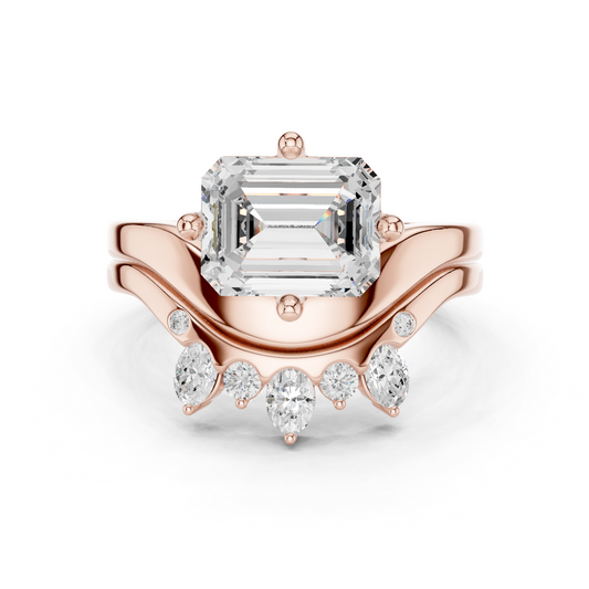 Emerald, Oval & Round Shape Lab grown Diamond unique Shape Different Classic Diamond Ring For Her Women - HIGHCARAT DIAMONDS