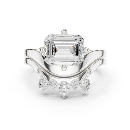 Emerald, Oval & Round Shape Lab grown Diamond unique Shape Different Classic Diamond Ring For Her Women - HIGHCARAT DIAMONDS