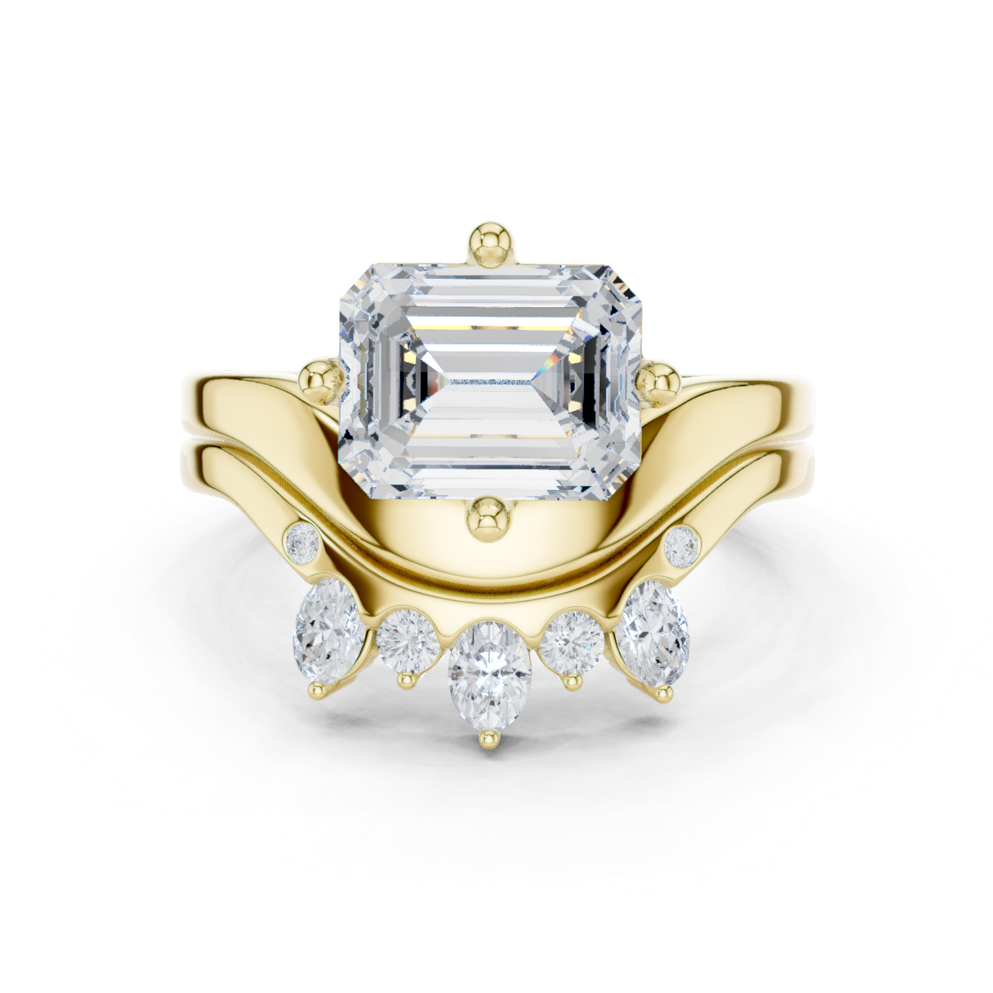 Emerald, Oval & Round Shape Lab grown Diamond unique Shape Different Classic Diamond Ring For Her Women - HIGHCARAT DIAMONDS