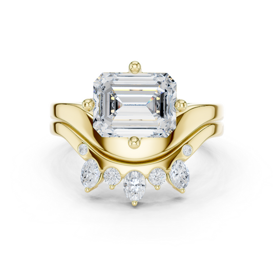 Emerald, Oval & Round Shape Lab grown Diamond unique Shape Different Classic Diamond Ring For Her Women - HIGHCARAT DIAMONDS