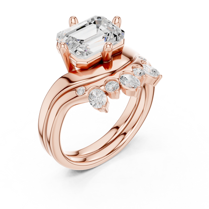 Emerald, Oval & Round Shape Lab grown Diamond unique Shape Different Classic Diamond Ring For Her Women - HIGHCARAT DIAMONDS