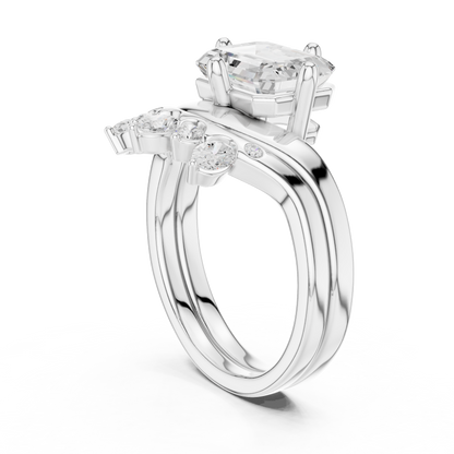 Emerald, Oval & Round Shape Lab grown Diamond unique Shape Different Classic Diamond Ring For Her Women - HIGHCARAT DIAMONDS