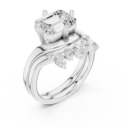 Emerald, Oval & Round Shape Lab grown Diamond unique Shape Different Classic Diamond Ring For Her Women - HIGHCARAT DIAMONDS