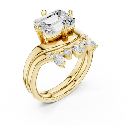 Emerald, Oval & Round Shape Lab grown Diamond unique Shape Different Classic Diamond Ring For Her Women - HIGHCARAT DIAMONDS