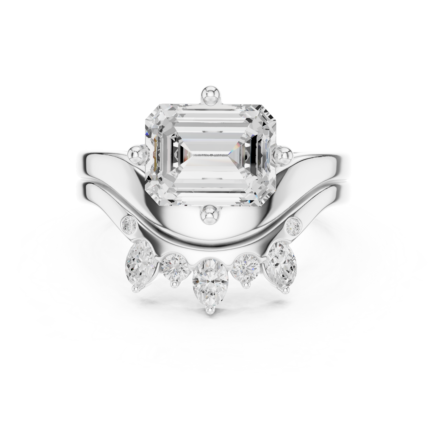 Emerald, Oval & Round Shape Lab grown Diamond unique Shape Different Classic Diamond Ring For Her Women - HIGHCARAT DIAMONDS