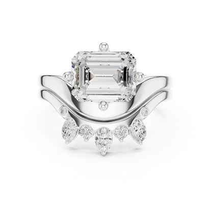 Emerald, Oval & Round Shape Lab grown Diamond unique Shape Different Classic Diamond Ring For Her Women - HIGHCARAT DIAMONDS