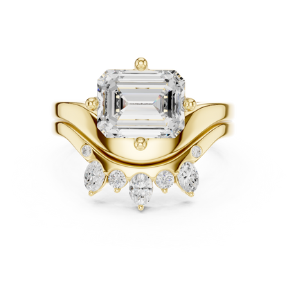 Emerald, Oval & Round Shape Lab grown Diamond unique Shape Different Classic Diamond Ring For Her Women - HIGHCARAT DIAMONDS