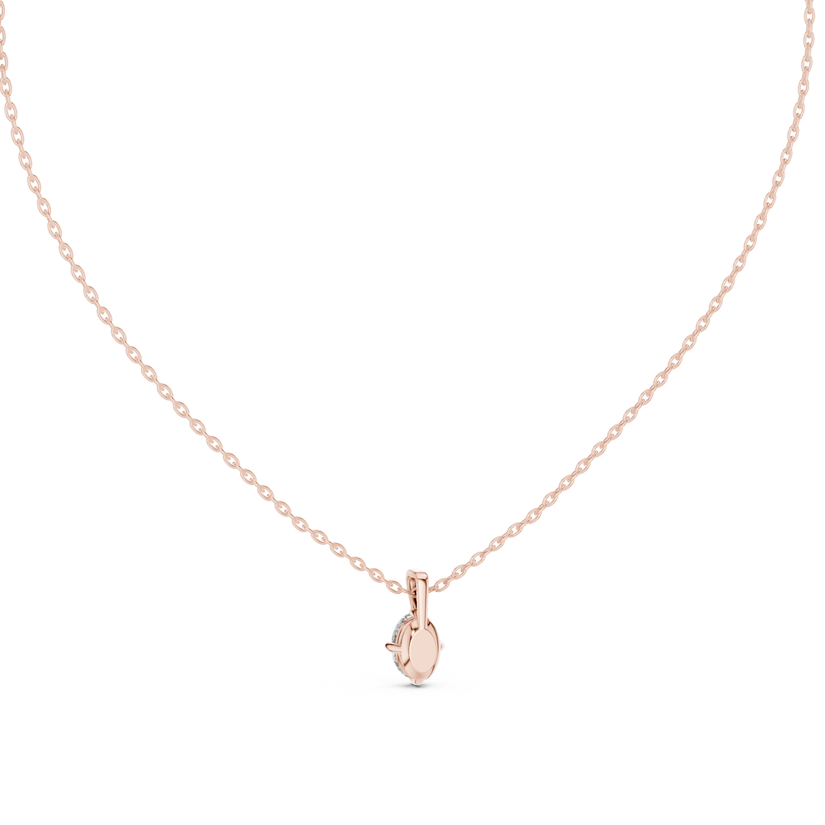 Oval Gold Four Prong Set Solitaire Lab Grown Diamond Pendant Alternate Angle