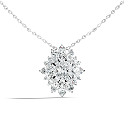 Lab Grown Diamond Sunburst Cluster Pendant 14K Rose Gold Timeless Floral Design Jewelry - HIGHCARAT DIAMONDS