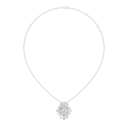 Lab Grown Diamond Sunburst Cluster Pendant 14K Rose Gold Timeless Floral Design Jewelry - HIGHCARAT DIAMONDS
