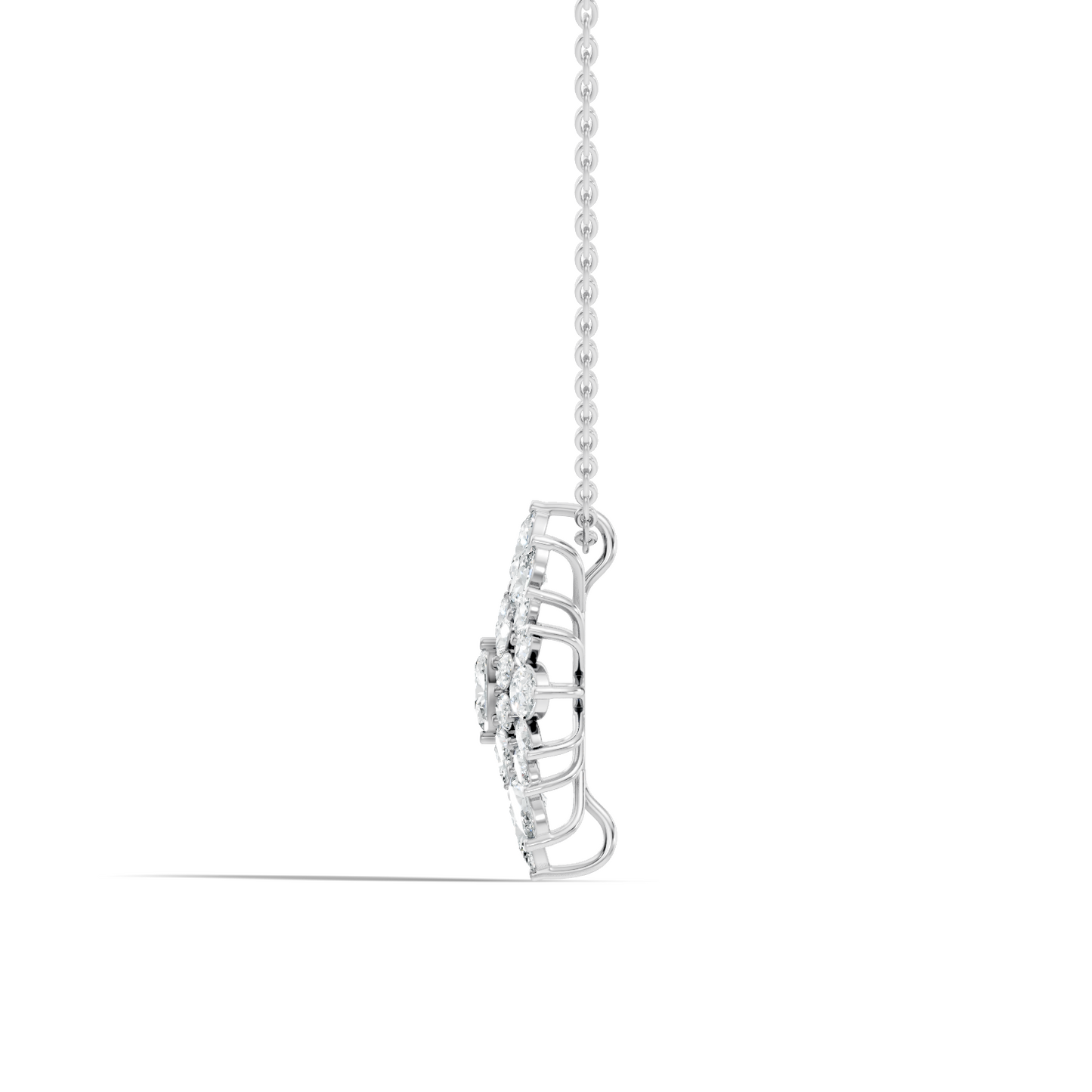 Lab Grown Diamond Sunburst Cluster Pendant 14K Rose Gold Timeless Floral Design Jewelry - HIGHCARAT DIAMONDS
