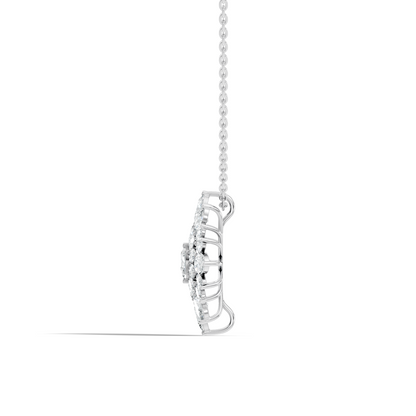 Lab Grown Diamond Sunburst Cluster Pendant 14K Rose Gold Timeless Floral Design Jewelry - HIGHCARAT DIAMONDS