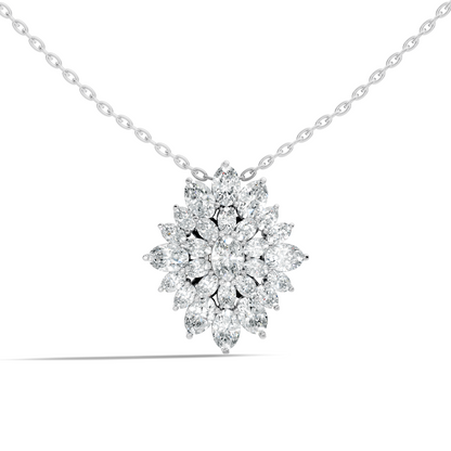 Lab Grown Diamond Sunburst Cluster Pendant 14K Rose Gold Timeless Floral Design Jewelry - HIGHCARAT DIAMONDS