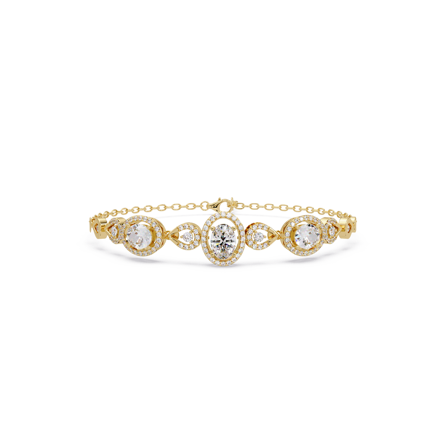 Oval Halo Lab Grown Diamond Designer Bracelet - HIGHCARAT DIAMONDS