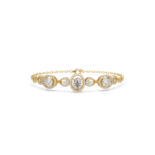 Oval Halo Lab Grown Diamond Designer Bracelet - HIGHCARAT DIAMONDS