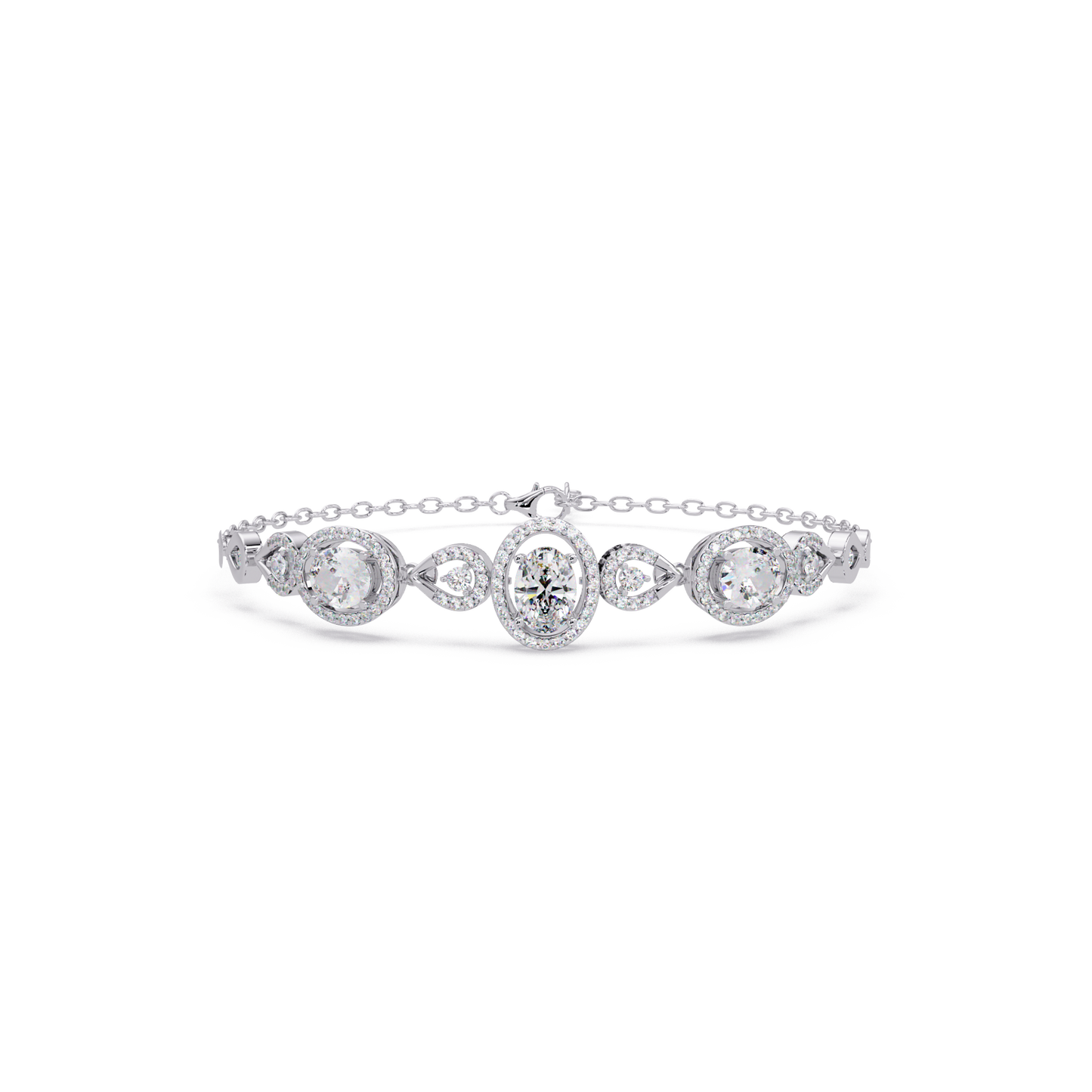 Oval Halo Lab Grown Diamond Designer Bracelet - HIGHCARAT DIAMONDS