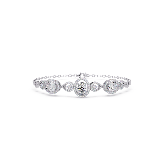 Oval Halo Lab Grown Diamond Designer Bracelet - HIGHCARAT DIAMONDS