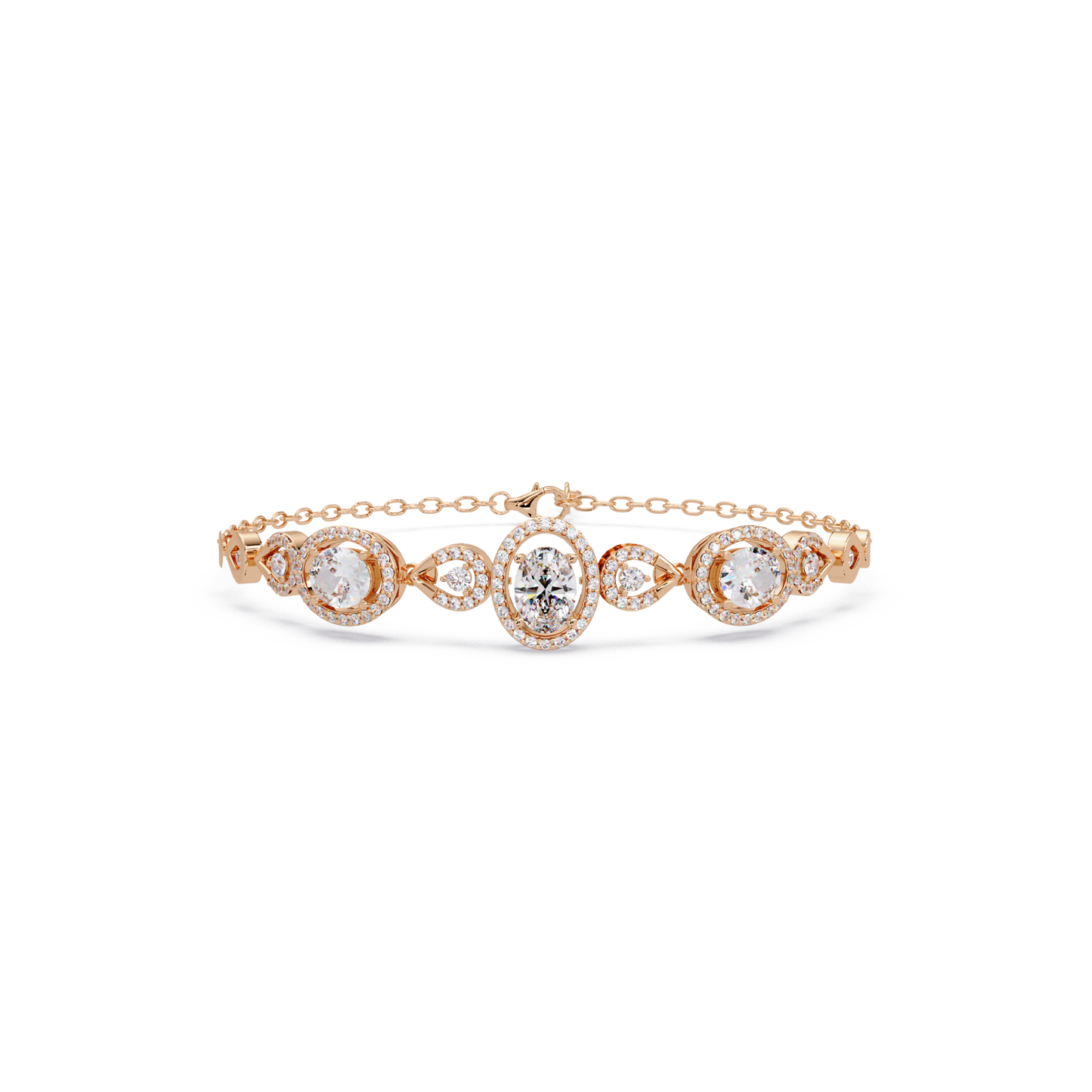 Oval Halo Lab Grown Diamond Designer Bracelet - HIGHCARAT DIAMONDS