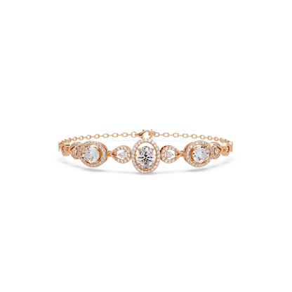 Oval Halo Lab Grown Diamond Designer Bracelet - HIGHCARAT DIAMONDS