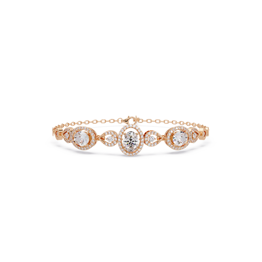Oval Halo Lab Grown Diamond Designer Bracelet - HIGHCARAT DIAMONDS