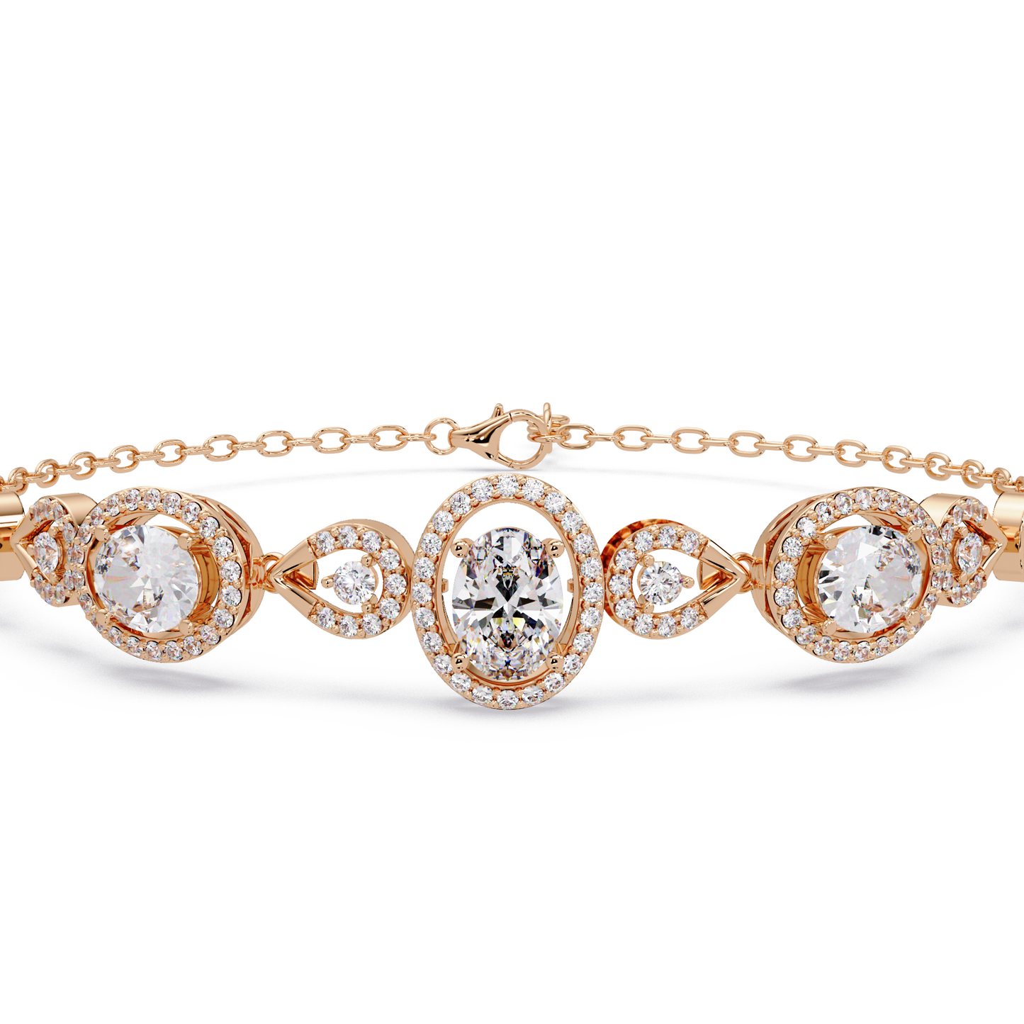 Oval Halo Lab Grown Diamond Designer Bracelet - HIGHCARAT DIAMONDS