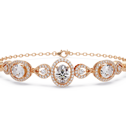 Oval Halo Lab Grown Diamond Designer Bracelet - HIGHCARAT DIAMONDS