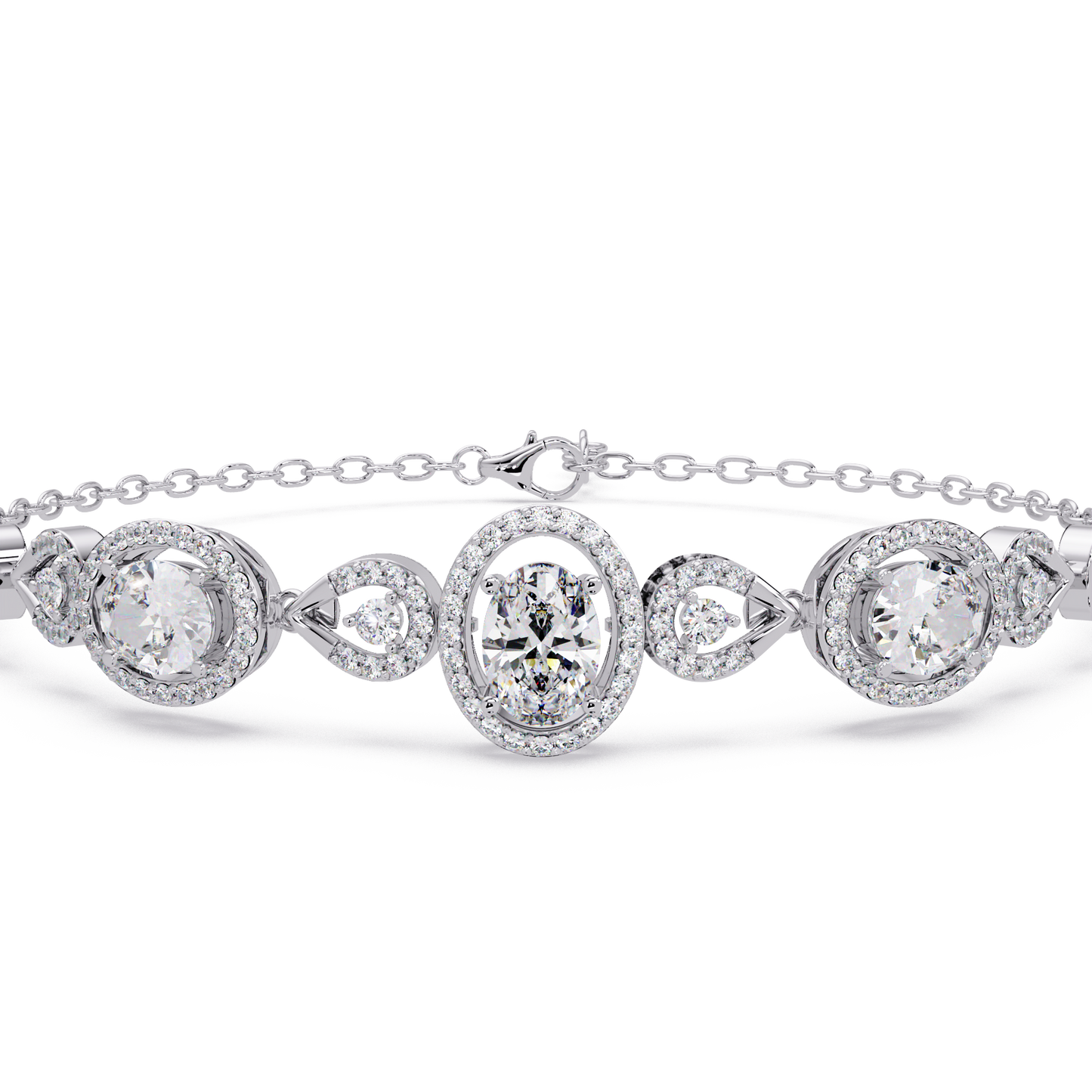 Oval Halo Lab Grown Diamond Designer Bracelet - HIGHCARAT DIAMONDS