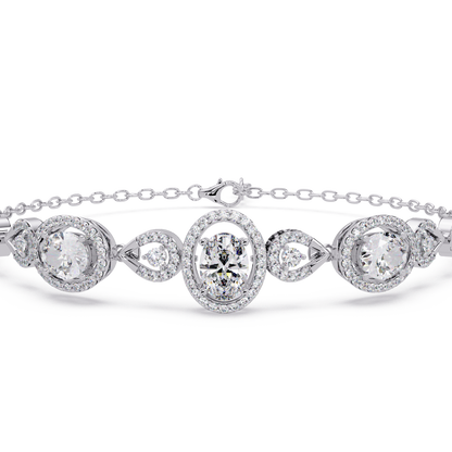 Oval Halo Lab Grown Diamond Designer Bracelet - HIGHCARAT DIAMONDS