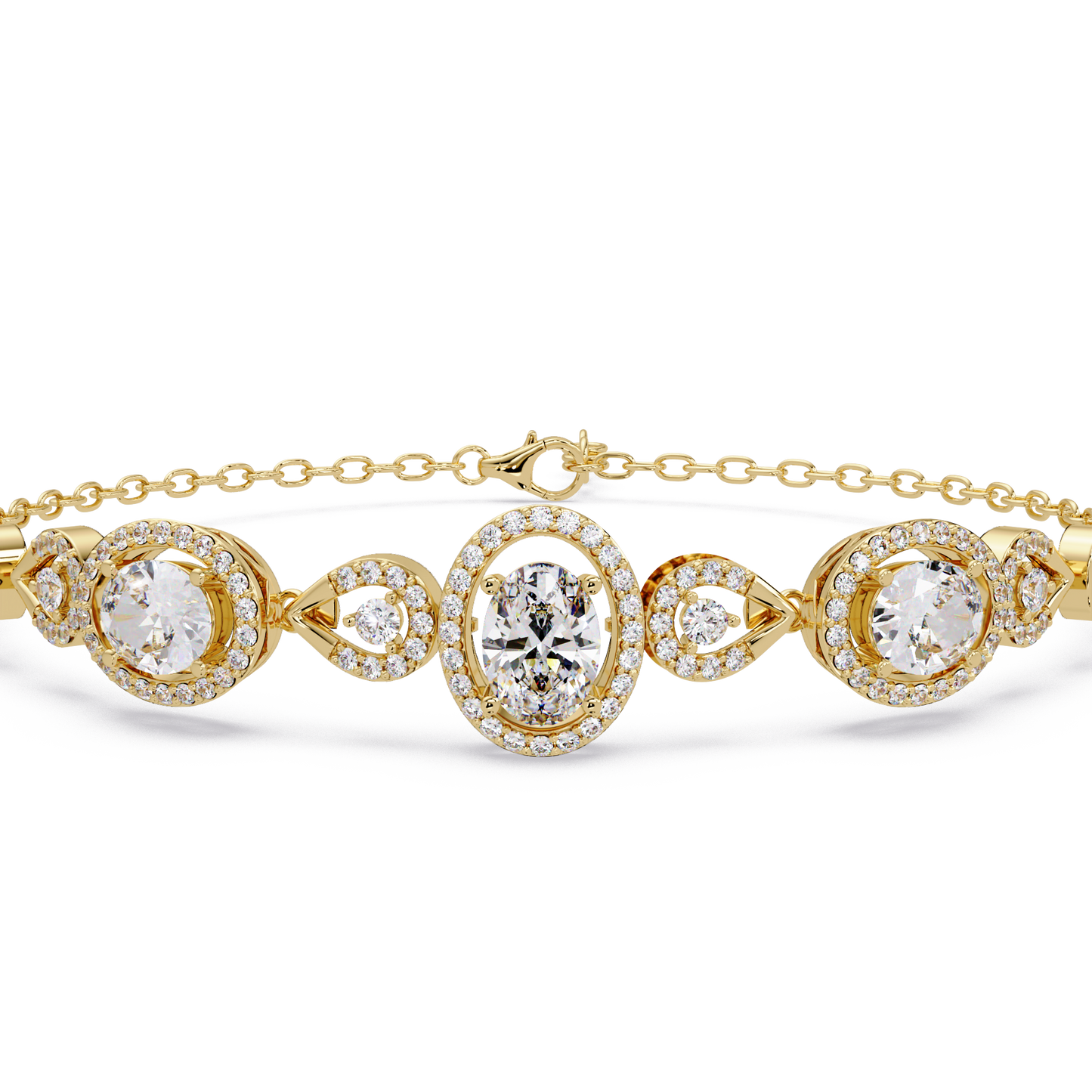 Oval Halo Lab Grown Diamond Designer Bracelet - HIGHCARAT DIAMONDS