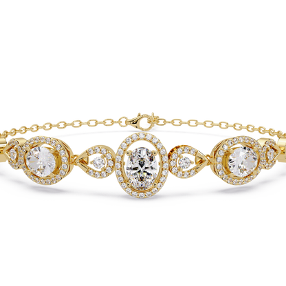 Oval Halo Lab Grown Diamond Designer Bracelet - HIGHCARAT DIAMONDS