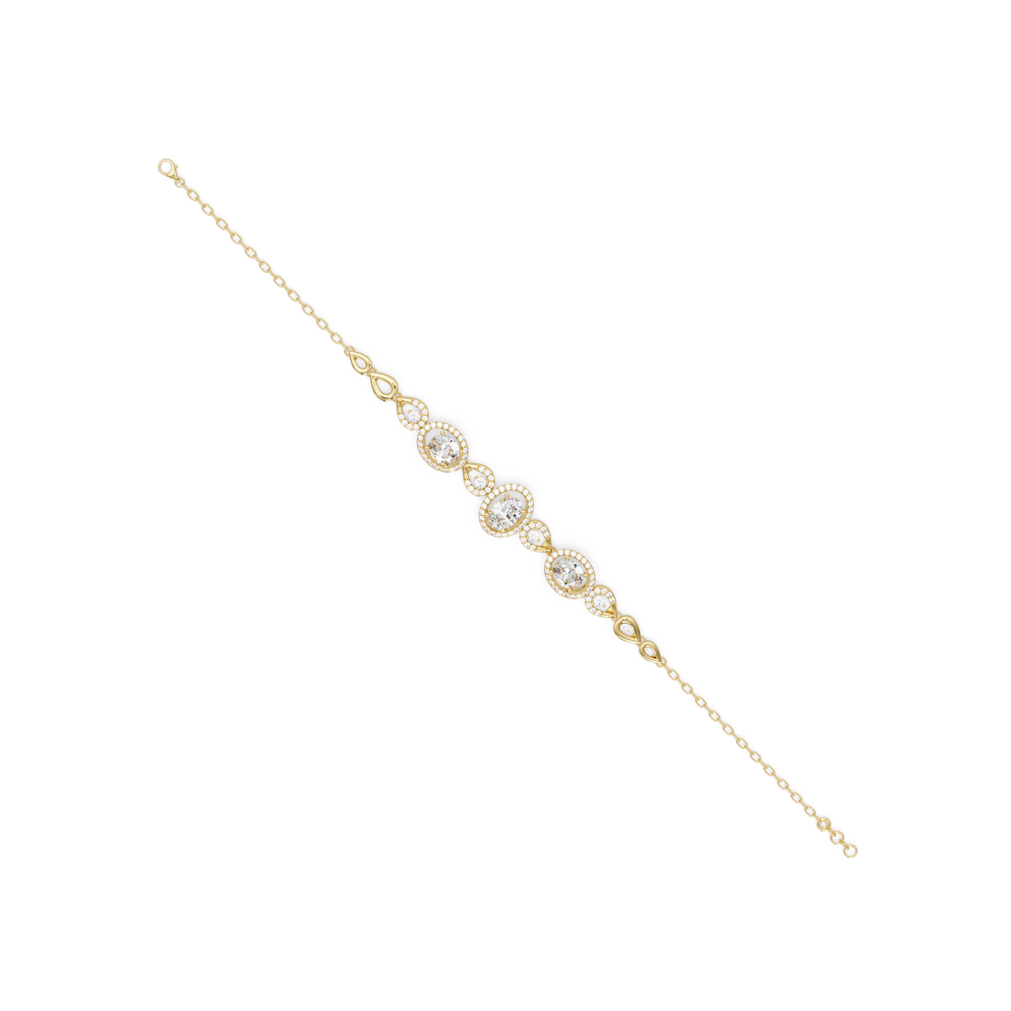 Oval Halo Lab Grown Diamond Designer Bracelet - HIGHCARAT DIAMONDS