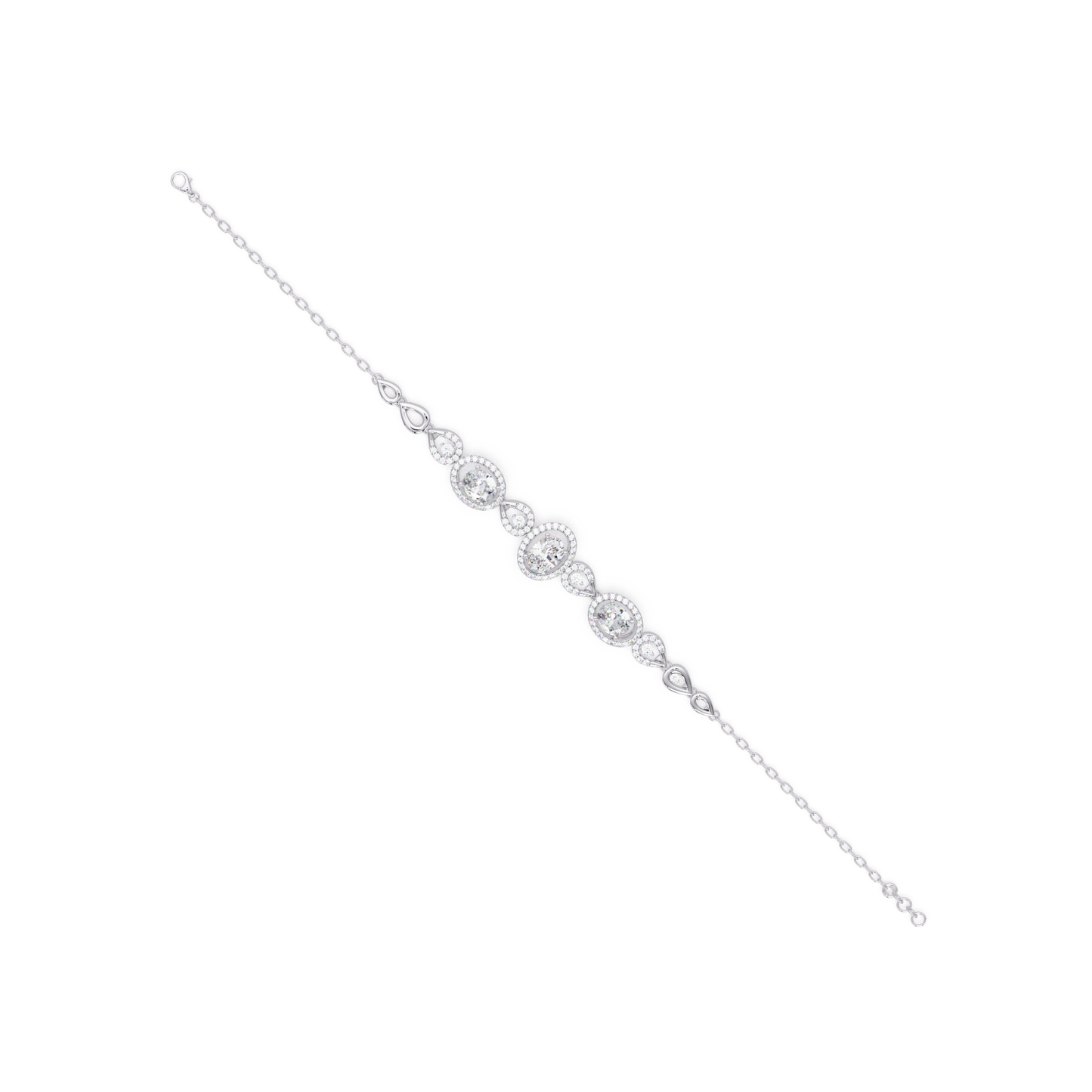 Oval Halo Lab Grown Diamond Designer Bracelet - HIGHCARAT DIAMONDS