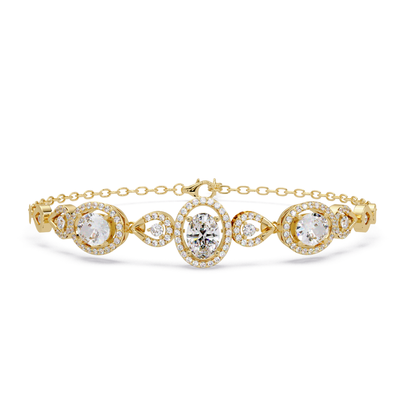 Oval Halo Lab Grown Diamond Designer Bracelet - HIGHCARAT DIAMONDS