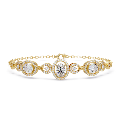 Oval Halo Lab Grown Diamond Designer Bracelet - HIGHCARAT DIAMONDS