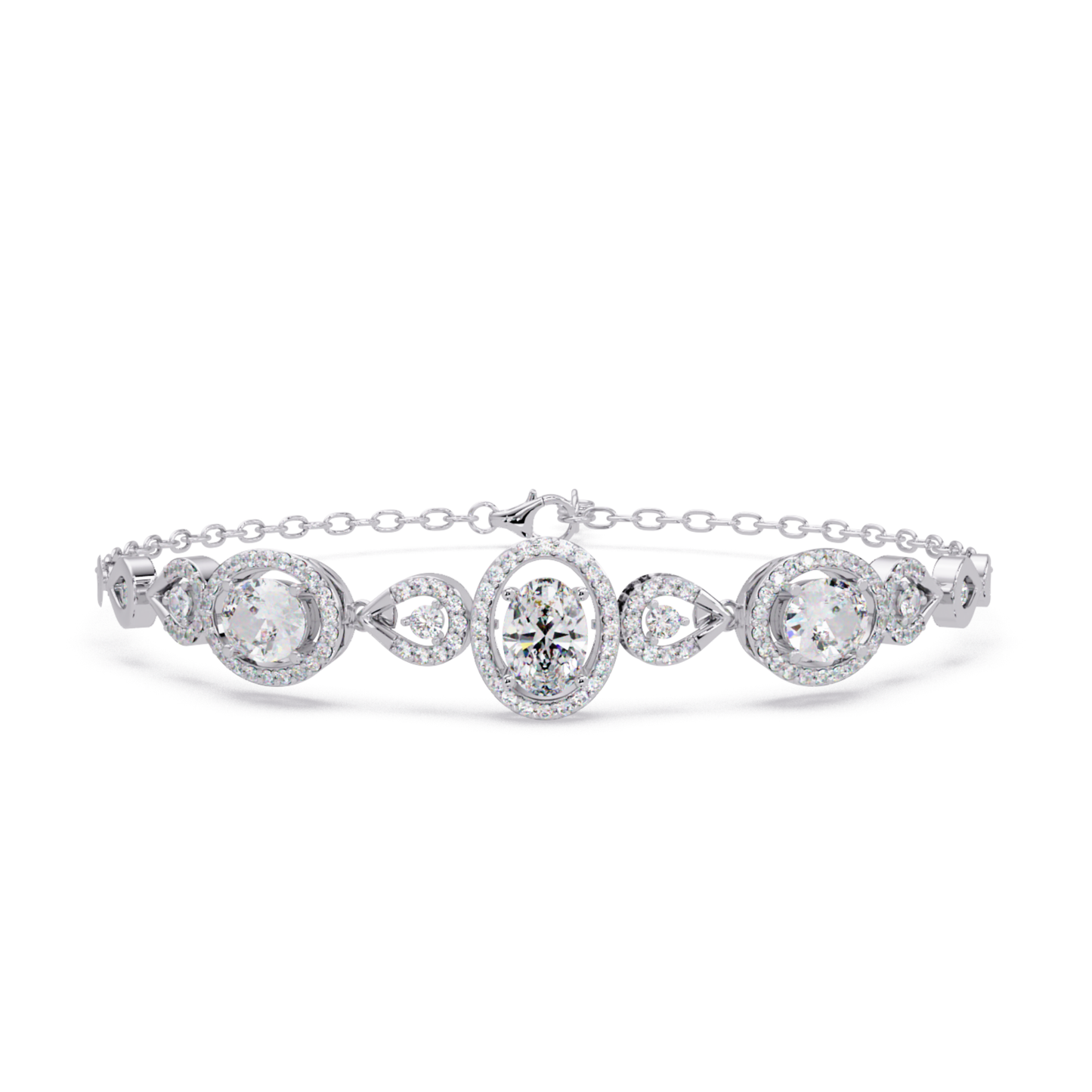 Oval Halo Lab Grown Diamond Designer Bracelet - HIGHCARAT DIAMONDS