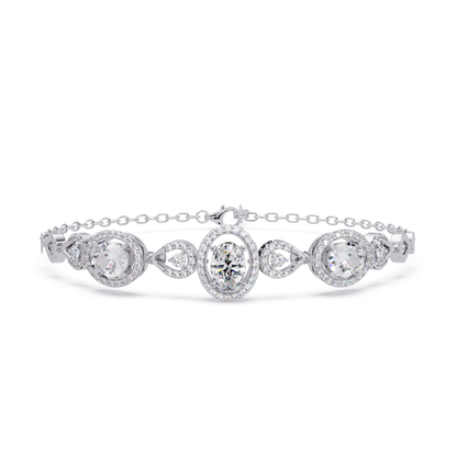Oval Halo Lab Grown Diamond Designer Bracelet - HIGHCARAT DIAMONDS