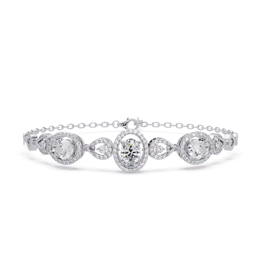 Oval Halo Lab Grown Diamond Designer Bracelet - HIGHCARAT DIAMONDS