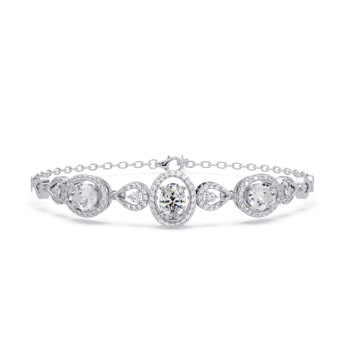 Oval Halo Lab Grown Diamond Designer Bracelet - HIGHCARAT DIAMONDS