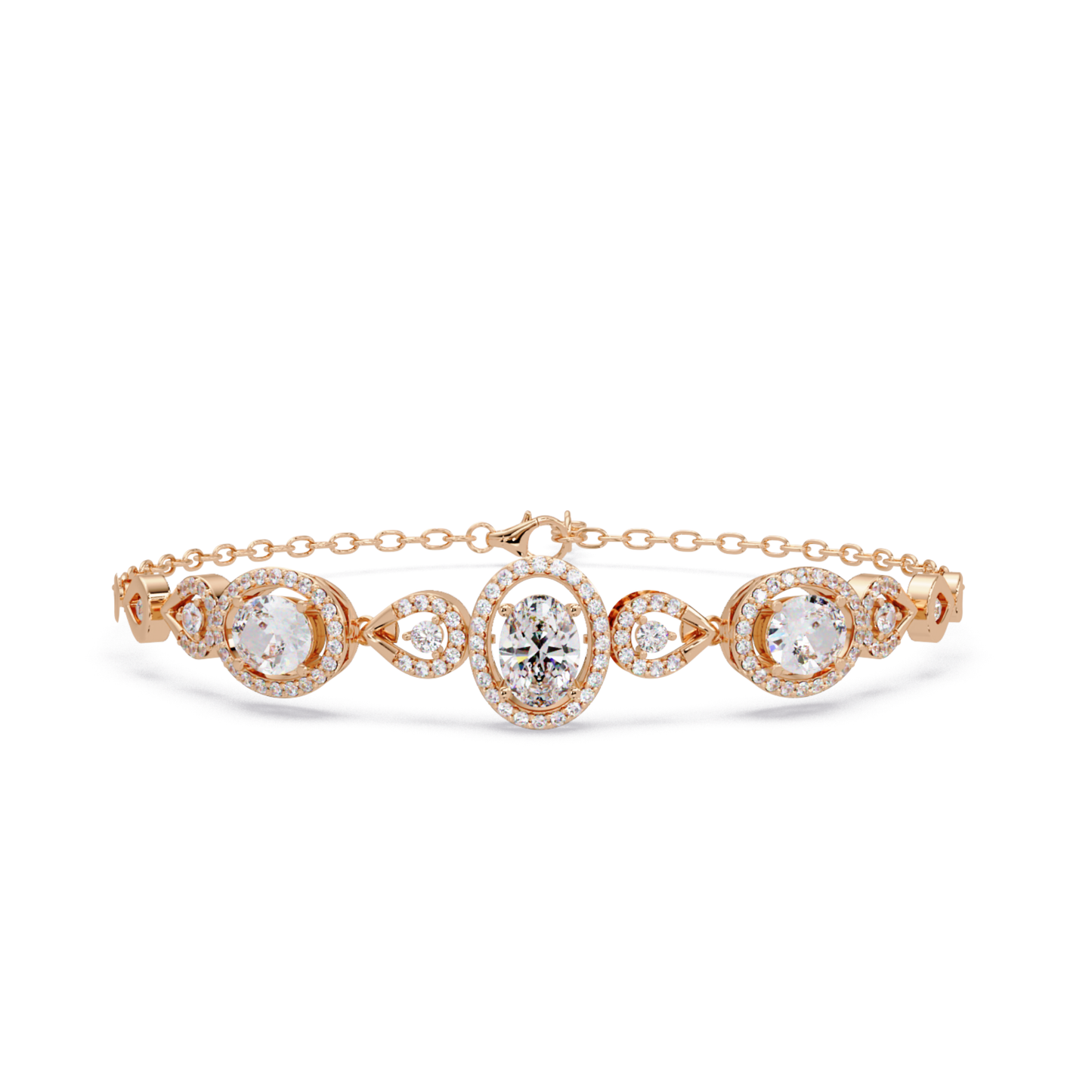 Oval Halo Lab Grown Diamond Designer Bracelet - HIGHCARAT DIAMONDS