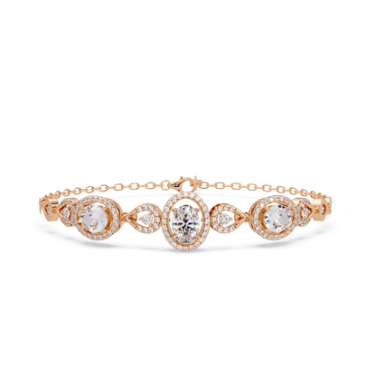 Oval Halo Lab Grown Diamond Designer Bracelet - HIGHCARAT DIAMONDS