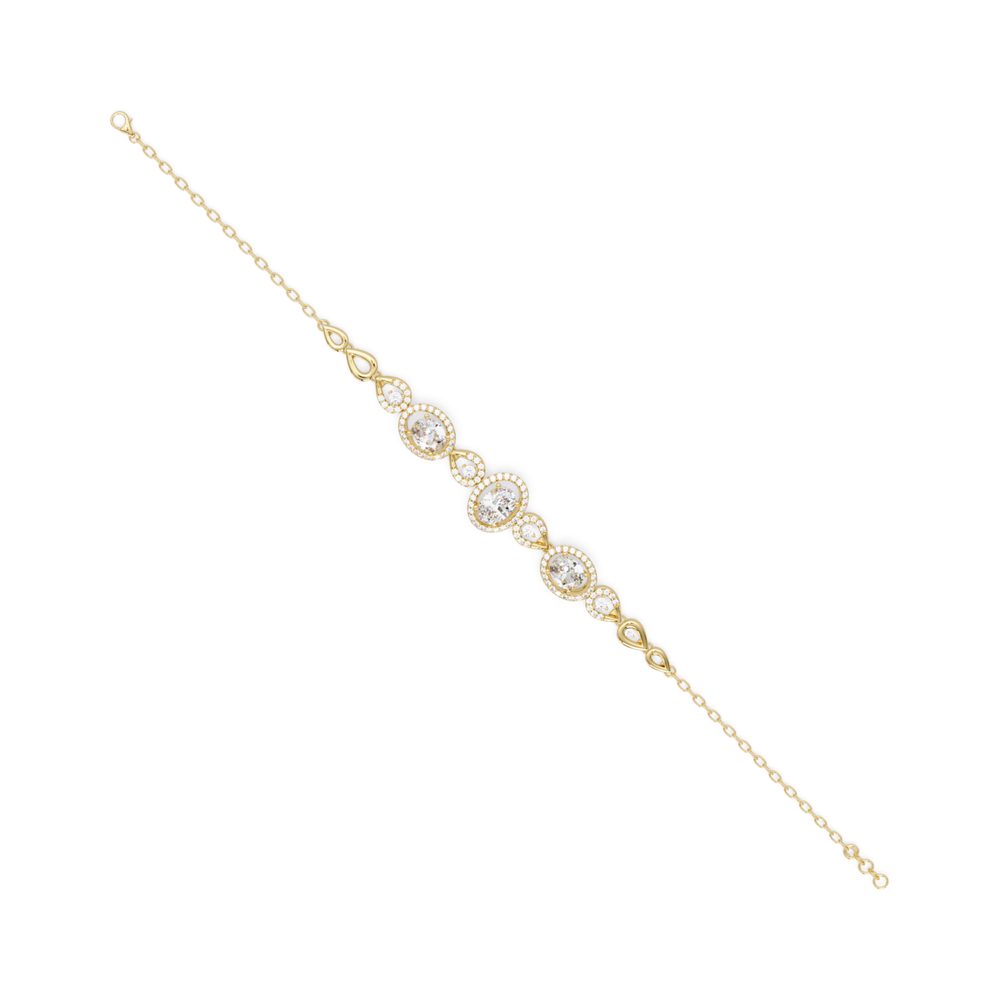 Oval Halo Lab Grown Diamond Designer Bracelet - HIGHCARAT DIAMONDS