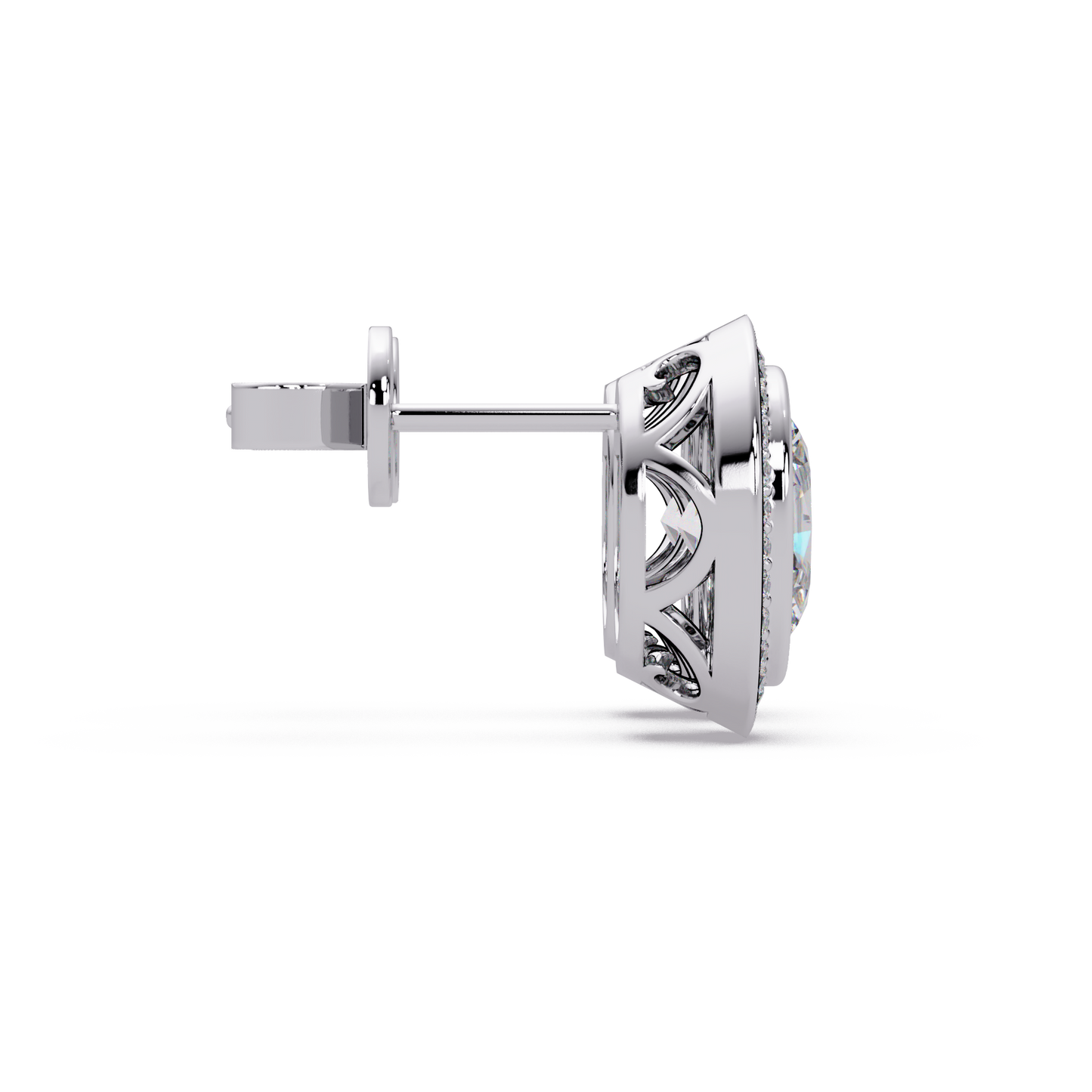Oval Lab Grown Diamond Bezel Set Halo Stud Earrings - HIGHCARAT DIAMONDS