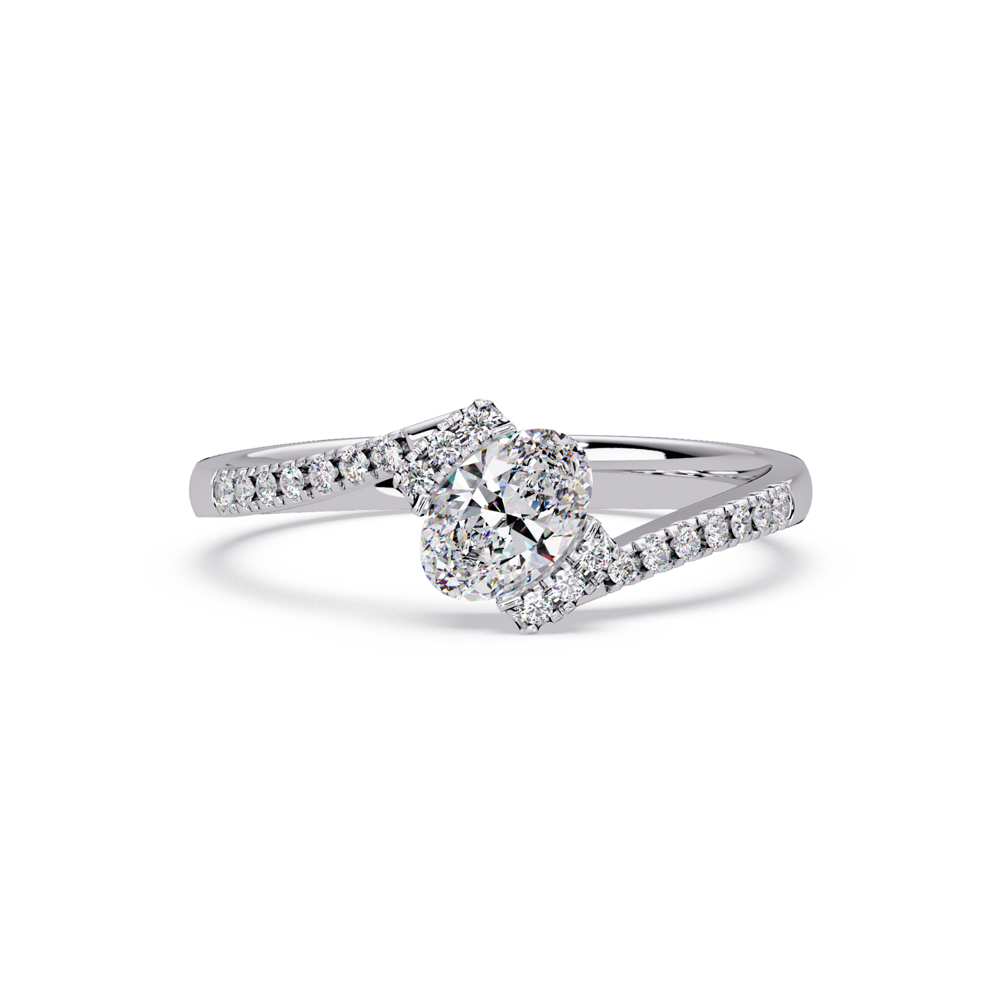 Oval Lab Grown Diamond Bypass Engagement Ring - HIGHCARAT DIAMONDS