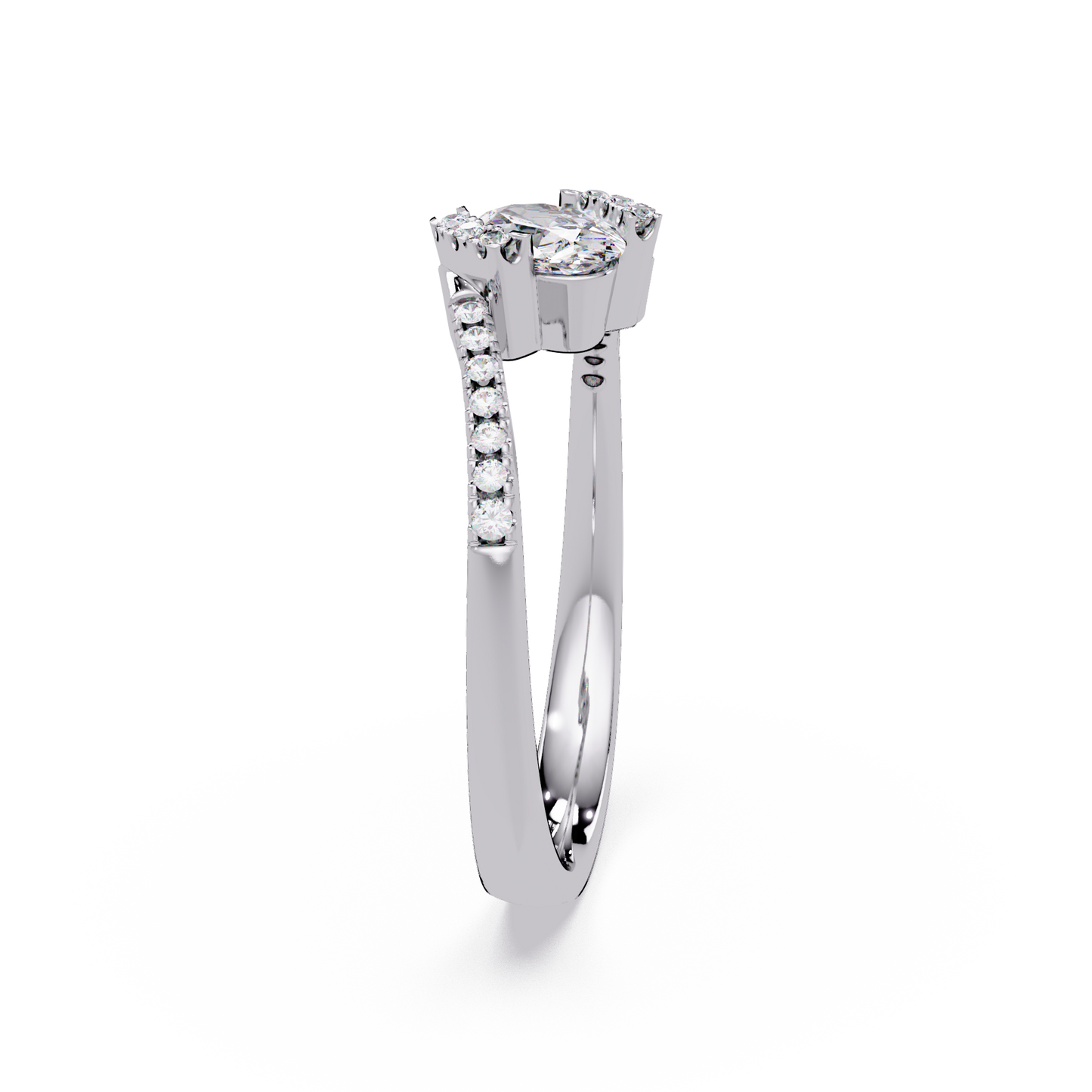 Oval Lab Grown Diamond Bypass Engagement Ring - HIGHCARAT DIAMONDS