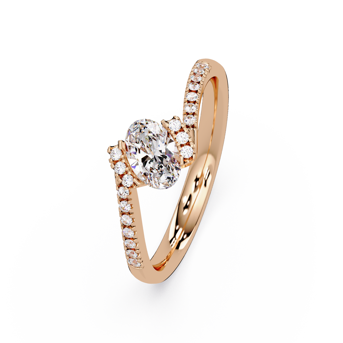 Oval Lab Grown Diamond Bypass Engagement Ring - HIGHCARAT DIAMONDS