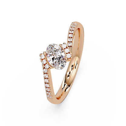 Oval Lab Grown Diamond Bypass Engagement Ring - HIGHCARAT DIAMONDS