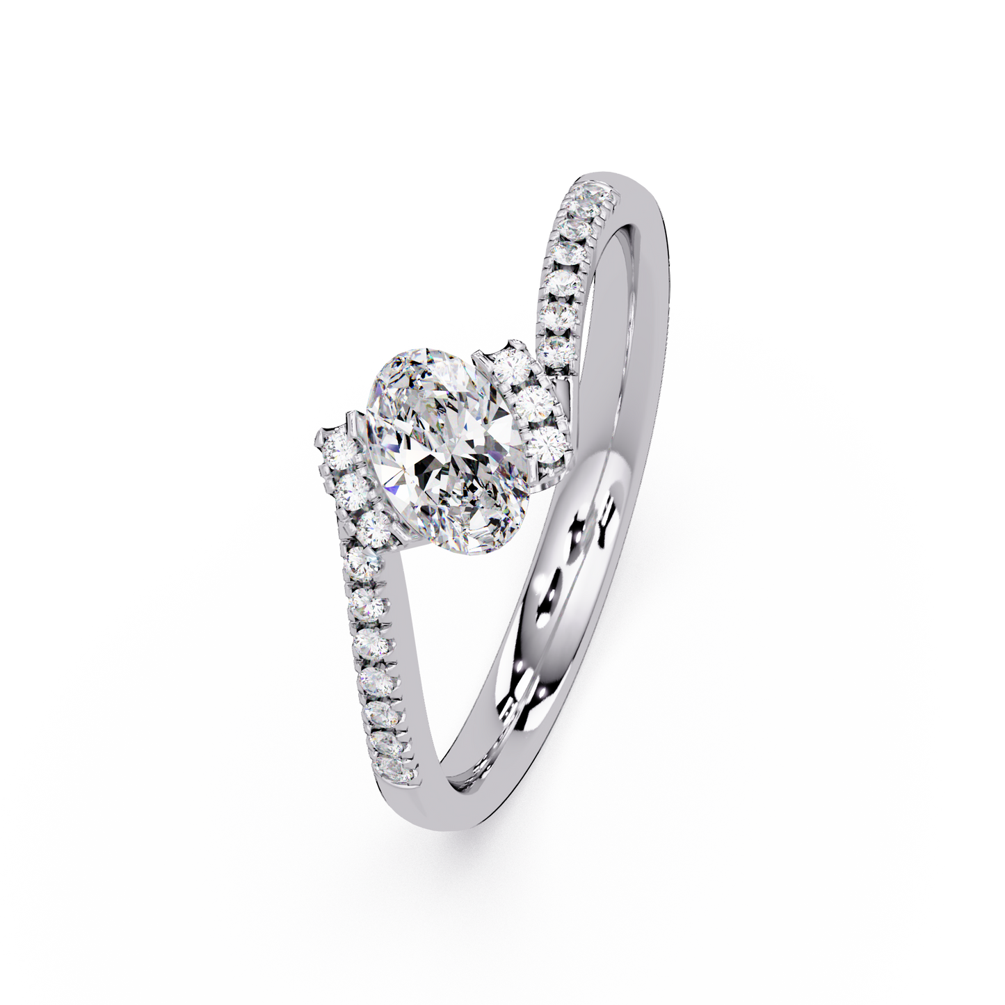 Oval Lab Grown Diamond Bypass Engagement Ring - HIGHCARAT DIAMONDS